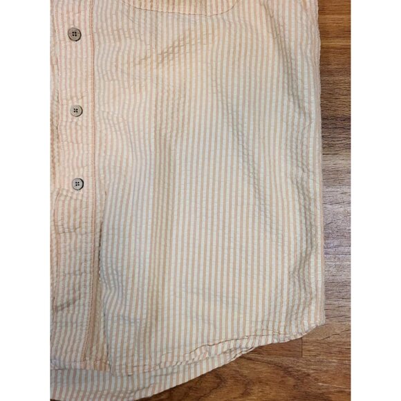 Basic Options Yellow Striped Seersucker Button Up Size M? - Picture 2 of 4